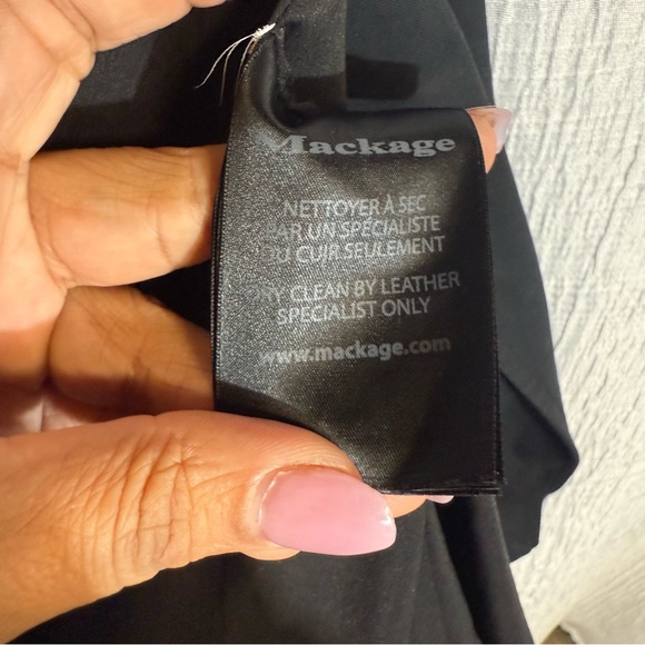 Mackage trench coat with leather trim large black cotton - Picture 14 of 15